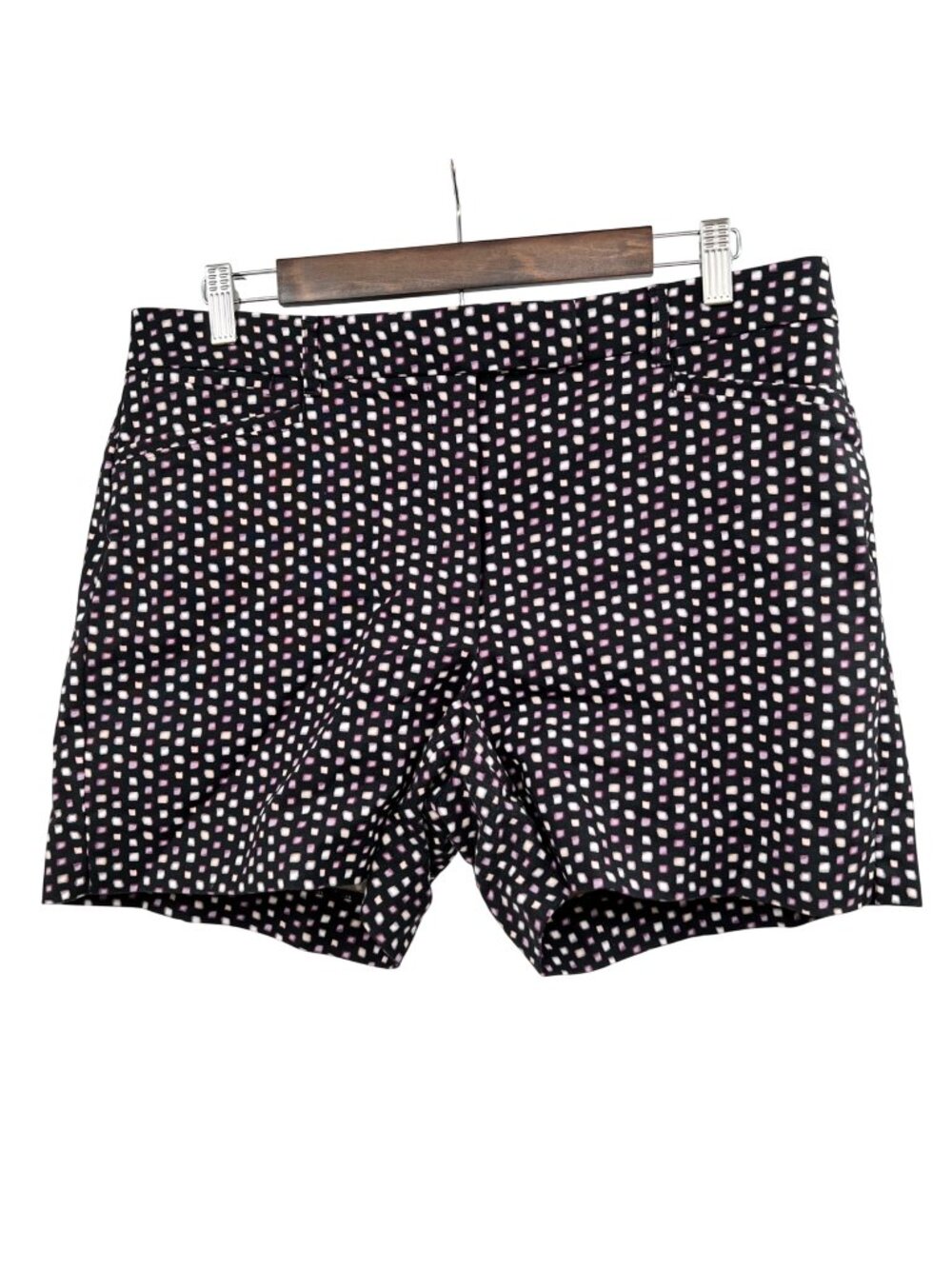 WHBM Womens The 5" Short Chino Black/Multi Print Size 12 Pockets